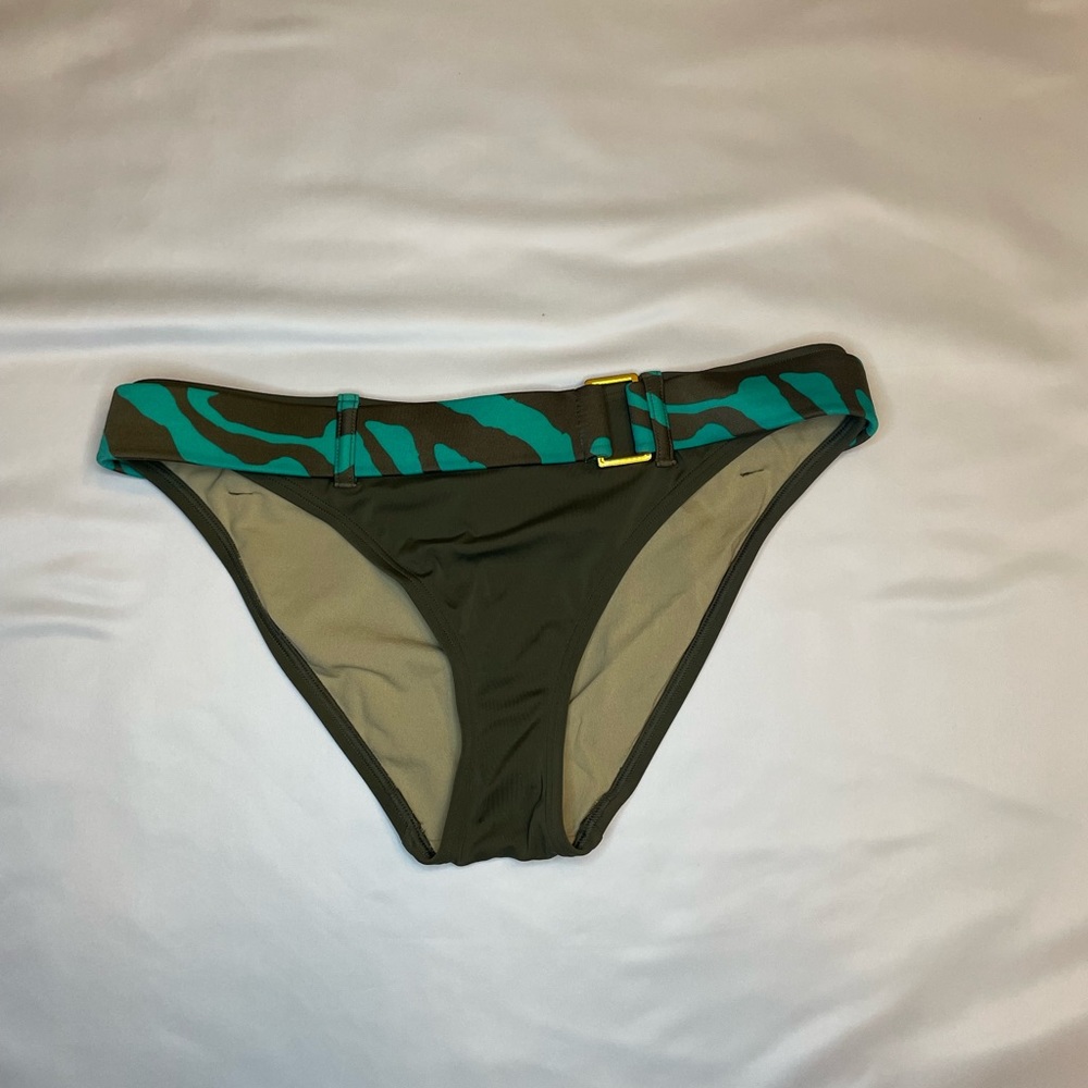 Victoria's Secret Size medium Green Brown Zebra Striped Swim Bikini bottom